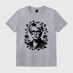 Футболка хлопковая мужская Энди Уорхол в цветочном обрамлении, цвет: меланж