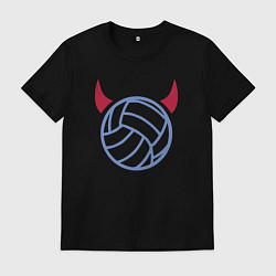 Футболка хлопковая мужская Volleyball devil, цвет: черный
