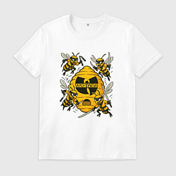 Футболка хлопковая мужская Wu-tang clan пчелки, цвет: белый