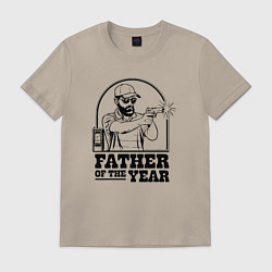 Футболка хлопковая мужская Отец года, цвет: миндальный