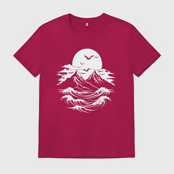 Футболка хлопковая мужская Сахалинский бурный пейзаж, цвет: маджента