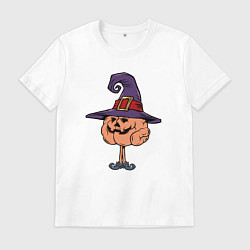 Футболка хлопковая мужская Ведьма тыква, цвет: белый
