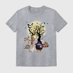 Футболка хлопковая мужская Полнолуние в Хэллуин, цвет: меланж