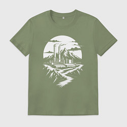 Футболка хлопковая мужская Завод в горах, цвет: авокадо