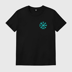 Футболка хлопковая мужская Скандинавский компас из рун вегвизир, цвет: черный