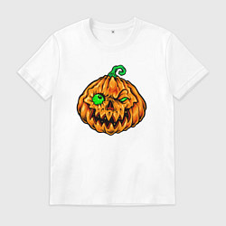Футболка хлопковая мужская Тыква на хэллоуин, цвет: белый