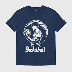 Футболка хлопковая мужская Баскетбольное аниме, цвет: тёмно-синий