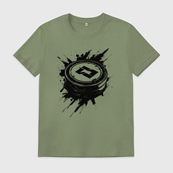 Футболка хлопковая мужская Чёрная хоккейная шайба, цвет: авокадо