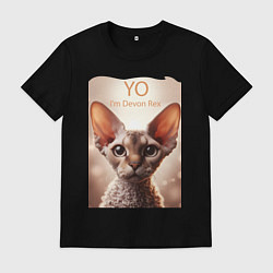Футболка хлопковая мужская Yo - Im Devon Rex, цвет: черный