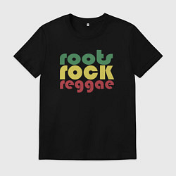 Футболка хлопковая мужская Roots rock reggae, цвет: черный