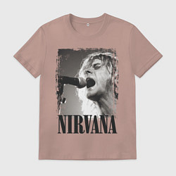 Футболка хлопковая мужская Кобейн поет, цвет: пыльно-розовый