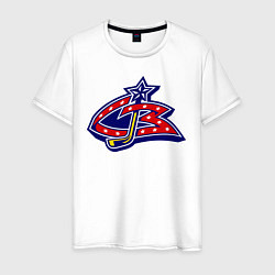 Футболка хлопковая мужская HC Columbus Blue Jackets, цвет: белый