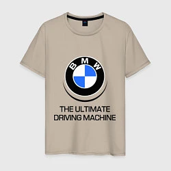 Футболка хлопковая мужская BMW Driving Machine, цвет: миндальный