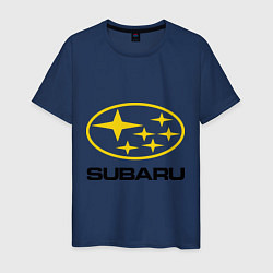 Футболка хлопковая мужская Subaru Logo, цвет: тёмно-синий