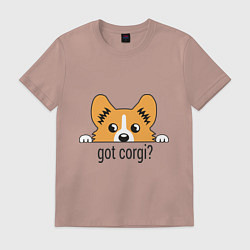 Футболка хлопковая мужская Got Corgi, цвет: пыльно-розовый