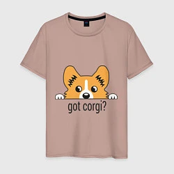 Футболка хлопковая мужская Got Corgi, цвет: пыльно-розовый