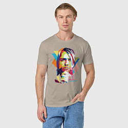 Футболка хлопковая мужская Kurt Cobain: Colors, цвет: миндальный — фото 2