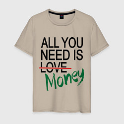 Футболка хлопковая мужская All you need is money, цвет: миндальный