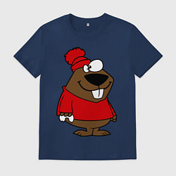 Футболка хлопковая мужская Бобер, цвет: тёмно-синий