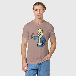 Футболка хлопковая мужская Fallout vault boy, цвет: пыльно-розовый — фото 2