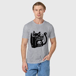 Футболка хлопковая мужская Кот с книгой, цвет: меланж — фото 2