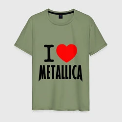 Футболка хлопковая мужская I love Metallica, цвет: авокадо