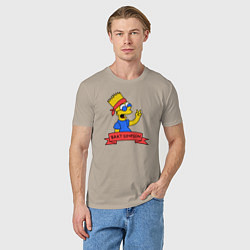 Футболка хлопковая мужская Bart Simpson: Peace, цвет: миндальный — фото 2