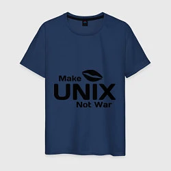 Футболка хлопковая мужская Make unix, not war, цвет: тёмно-синий