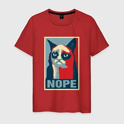 Футболка хлопковая мужская Grumpy Cat NOPE, цвет: красный