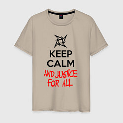 Футболка хлопковая мужская Keep Calm & Justice For All, цвет: миндальный