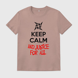 Футболка хлопковая мужская Keep Calm & Justice For All, цвет: пыльно-розовый
