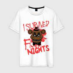 Футболка хлопковая мужская I Survived Five Night, цвет: белый