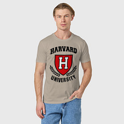 Футболка хлопковая мужская Harvard University, цвет: миндальный — фото 2