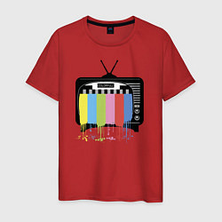 Футболка хлопковая мужская Телевизор, цвет: красный