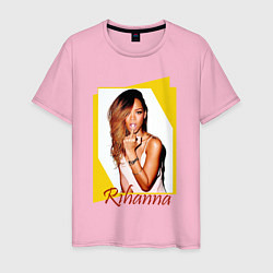 Футболка хлопковая мужская Rihanna цвета светло-розовый — фото 1