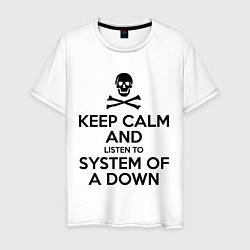 Футболка хлопковая мужская Keep Calm & System Of A Down , цвет: белый