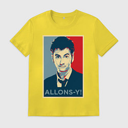 Футболка хлопковая мужская Allons-y Poster, цвет: желтый