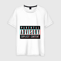 Футболка хлопковая мужская Parental advisory, цвет: белый