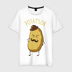 Футболка хлопковая мужская Potatson, цвет: белый