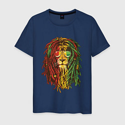 Футболка хлопковая мужская Rasta Lion, цвет: тёмно-синий