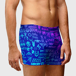 Трусы-боксеры мужские Неоновые геймерские лого, цвет: 3D-принт — фото 2