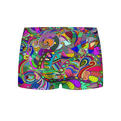Трусы-боксеры мужские Дудлы узор разноцветный хиппи, цвет: 3D-принт