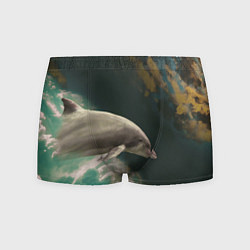 Трусы-боксеры мужские Дельфин в облаках, цвет: 3D-принт