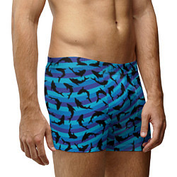 Трусы-боксеры мужские Черные акулы паттерн, цвет: 3D-принт — фото 2