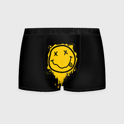 Трусы-боксеры мужские NIRVANA LOGO SMILE, БРЫЗГИ КРАСОК, цвет: 3D-принт