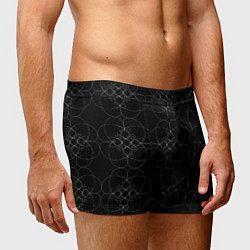 Трусы-боксеры мужские Цветочный орнамент белый на черном, цвет: 3D-принт — фото 2