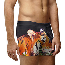 Трусы-боксеры мужские Бенгальский Тигр в кустах, цвет: 3D-принт — фото 2