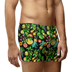 Трусы-боксеры мужские Сочные фрукты - персик, груша, слива, ананас, цвет: 3D-принт — фото 2