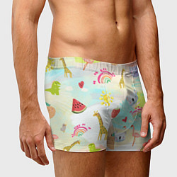 Трусы-боксеры мужские Красочные животные, цвет: 3D-принт — фото 2