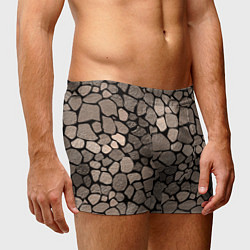 Трусы-боксеры мужские Черно-коричневая текстура камня, цвет: 3D-принт — фото 2